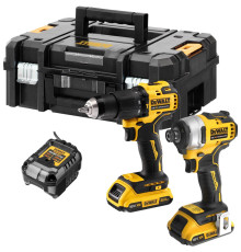 Аккумуляторный набор DEWALT DCK2062D2T, 18 В: дрель-шуруповерт DCD709 + шуруповерт DCF809, с 2 АКБ 2 Ач и ЗУ, в кейсе TSTAK