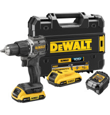 Ударная дрель-шуруповерт DEWALT DCD100D2T, 18 В, 1650 об/мин, 28050 уд/мин, с 2 АКБ 2 Ач и ЗУ, в кейсе TSTAK (DCD100D2T-QW)