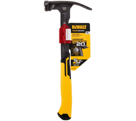 Молоток с прямым заострённым гвоздодёром DEWALT TOUGHSERIES, облегчённый, 340 г (DWHT51135X)