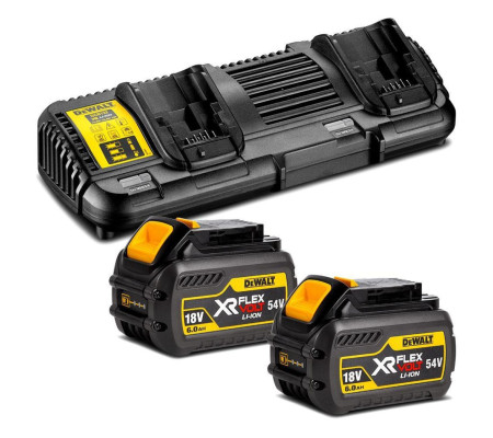 Набор DEWALT DCB132T2: 2 АКБ DCB546, Li-Ion, 18/54 В, 6/2 Ач и двойное зарядное устройство DCB132, 12/14.4/18/54 B, 2x4 А