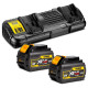 Набор DEWALT DCB132T2: 2 АКБ DCB546, Li-Ion, 18/54 В, 6/2 Ач и двойное зарядное устройство DCB132, 12/14.4/18/54 B, 2x4 А