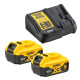 Аккумуляторный набор DEWALT DCK266P2, 18 В: ударная дрель-шуруповерт DCD796 + шуруповерт DCF887, с 2 АКБ 5 Ач и ЗУ, в кейсе