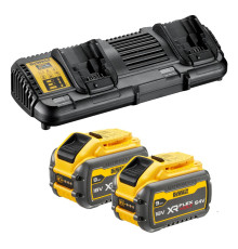 Набор DEWALT DCB132X2: 2 АКБ DCB547, Li-Ion, 18/54 В, 9/3 Ач и двойное зарядное устройство DCB132, 12/14.4/18/54 B В, 2x4 А