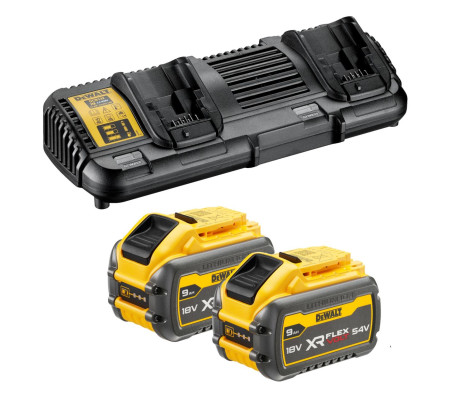 Набор DEWALT DCB132X2: 2 АКБ DCB547, Li-Ion, 18/54 В, 9/3 Ач и двойное зарядное устройство DCB132, 12/14.4/18/54 B В, 2x4 А