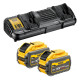 Набор DEWALT DCB132X2: 2 АКБ DCB547, Li-Ion, 18/54 В, 9/3 Ач и двойное зарядное устройство DCB132, 12/14.4/18/54 B В, 2x4 А