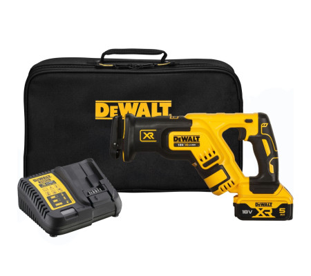 Аккумуляторная сабельная пила DEWALT DCS367P1, 18 В, 2900 ход/мин, 28.6 мм, с АКБ 5 Ач и ЗУ, в сумке (DCS367P1-QW)
