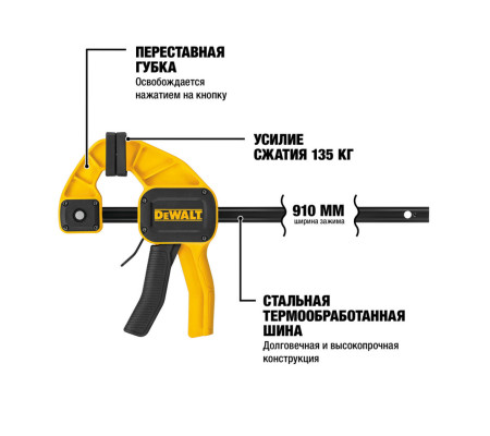 Струбцина быстрозажимная DEWALT DWHT0-83195, L, 910 мм.