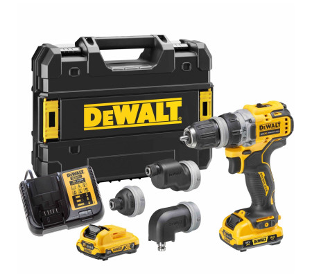 Дрель-шуруповерт DEWALT DCD703L2T, 12 В, 58 Нм, 1500 об/мин, с набором насадок, 2 АКБ 3 Ач и ЗУ, в кейсе TSTAK (DCD703L2T-QW)