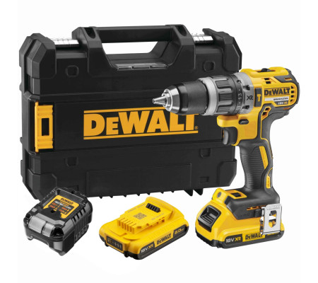 Ударная дрель-шуруповерт DEWALT DCD796D2, 18 В, 2000 об/мин, 34000 уд/мин, с 2 АКБ 2 Ач и ЗУ, в кейсе (DCD796D2-QW)