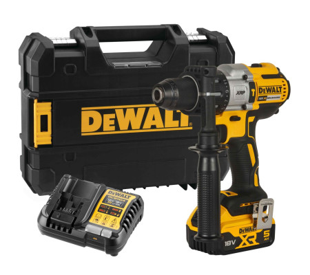 Ударная дрель-шуруповерт DEWALT DCD996P1T, 18 В, 2250 об/мин, 38250 уд/мин, с АКБ 5 Ач и ЗУ, в кейсе TSTAK (DCD996P1NT-XJ)