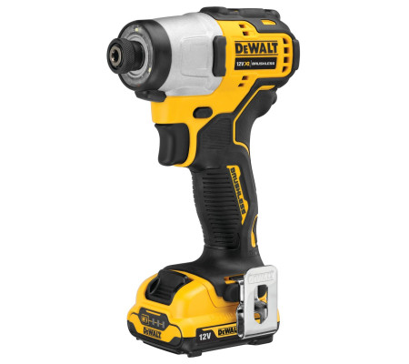 Аккумуляторный бесщеточный ударный шуруповерт DEWALT, 12 В, 163 Нм, 3600 уд/мин, 2850 об/мин, c 2 АКБ 2 Ач и ЗУ, в кейсе TSTAK, DCF801D2