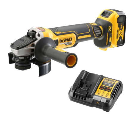 Аккумуляторная угловая шлифмашина DEWALT DCG405P1, 18 В, 125 мм, 9000 об/мин, с АКБ 5 Ач и ЗУ (DCG405P1N-XJ)