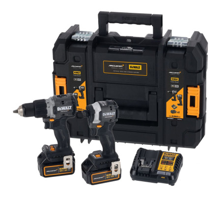 Аккумуляторный набор DEWALT McLaren Limited Edition DCK200MP2T: дрель-шуруповерт + шуруповерт, с 2 АКБ 5 Ач и ЗУ, в кейсе TSTAK