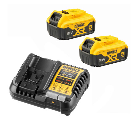 Набор DEWALT DCB1104P2: 2 АКБ DCB184, Li-Ion, 18 В, 5 Ач и зарядное устройство DCB1104, 12/18 В, 4 A (DCB1104P2-QW)