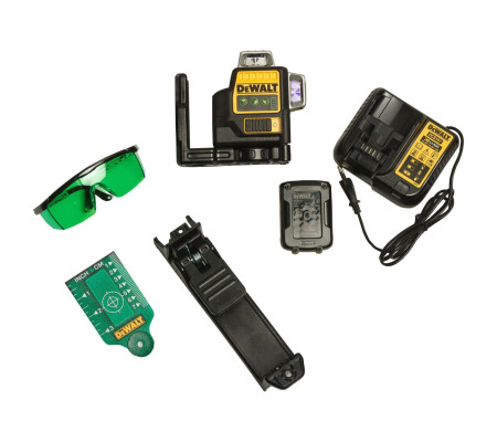Аккумуляторный лазерный нивелир DEWALT DCE089D1G, 12 В, зеленый луч, 35 м, с АКБ 2 Ач и ЗУ, в кейсе TSTAK (DCE089D1G-QW)