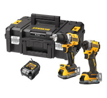 Аккумуляторный набор DEWALT DCK2051E2T, 18 В: дрель-шуруповерт DCD800 + шуруповерт DCF850, с 2 АКБ 1.7 Ач и ЗУ, в кейсе TSTAK