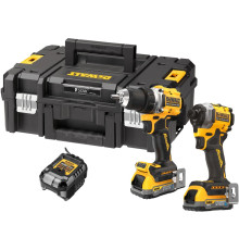 Аккумуляторный набор DEWALT DCK2051E2T, 18 В: дрель-шуруповерт DCD800 + шуруповерт DCF850, с 2 АКБ 1.7 Ач и ЗУ, в кейсе TSTAK