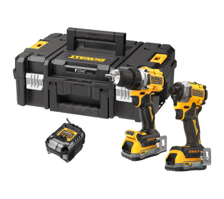 Аккумуляторный набор DEWALT DCK2051E2T, 18 В: дрель-шуруповерт DCD800 + шуруповерт DCF850, с 2 АКБ 1.7 Ач и ЗУ, в кейсе TSTAK
