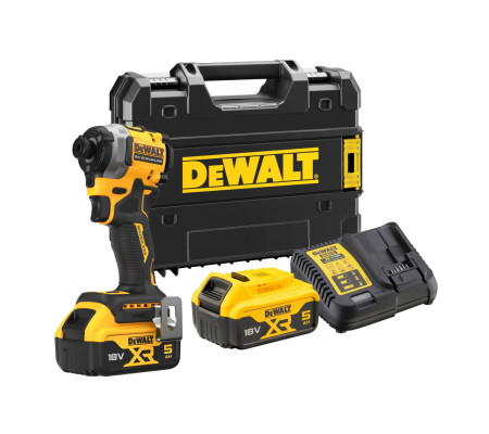 Аккумуляторный шуруповерт DEWALT DCF850P2T, 18 В, 206.2 Нм, 3800 уд/мин, с 2 АКБ 5 Ач и ЗУ, в кейсе TSTAK (DCF850P2T-QW)