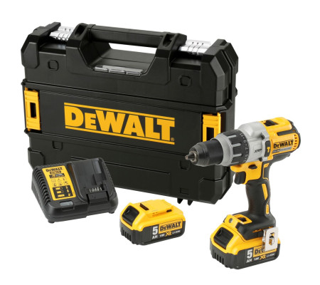 Ударная дрель-шуруповерт DEWALT DCD996P2, 18 В, 2250 об/мин, 38250 уд/мин, с 2 АКБ 5 Ач и ЗУ, в кейсе TSTAK (DCD996P2-QW)