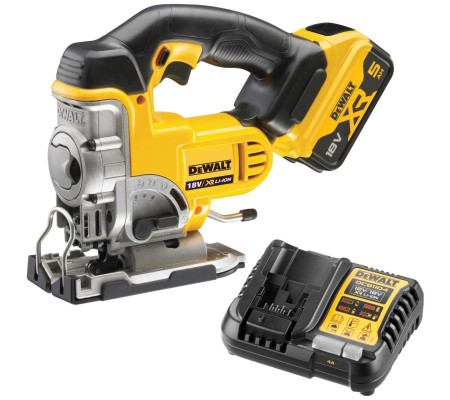 Аккумуляторный лобзик DEWALT DCS331P1, 18 В, 3000 ход/мин, 26 мм, с АКБ 5 Ач и ЗУ (DCS331P1N-XJ)