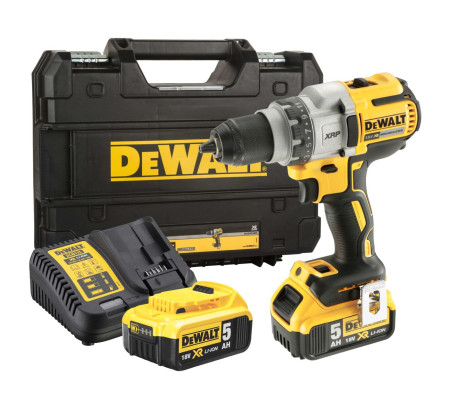 Аккумуляторная дрель-шуруповерт DEWALT DCD991P2, 18 В, 2000 об/мин, с 2 АКБ 5 Ач и ЗУ, в кейсе TSTAK (DCD991P2-QW)