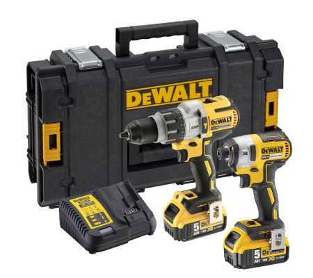 Аккумуляторный набор DEWALT DCK276P2, 18 В: ударная дрель-шуруповерт DCD996 + шуруповерт DCF887, с 2 АКБ 5 Ач и ЗУ, в кейсе