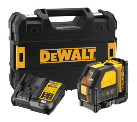 Аккумуляторный лазерный нивелир DEWALT DCE088D1G, 12 В, зеленый луч, 35 м, с АКБ 2 Ач и ЗУ, в кейсе TSTAK (DCE088D1G-QW)