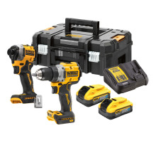 Аккумуляторный набор DEWALT DCK2051H2T, 18 В: дрель-шуруповерт DCD800 + шуруповерт DCF850, с 2 АКБ 5 Ач и ЗУ, в кейсе TSTAK