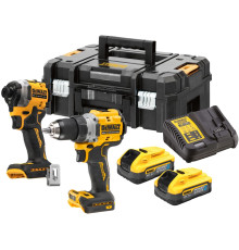 Аккумуляторный набор DEWALT DCK2051H2T, 18 В: дрель-шуруповерт DCD800 + шуруповерт DCF850, с 2 АКБ 5 Ач и ЗУ, в кейсе TSTAK