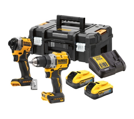 Аккумуляторный набор DEWALT DCK2051H2T, 18 В: дрель-шуруповерт DCD800 + шуруповерт DCF850, с 2 АКБ 5 Ач и ЗУ, в кейсе TSTAK
