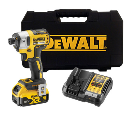 Аккумуляторный шуруповерт DEWALT DCF887P1T, 18 В, 205 Нм, 3800 уд/мин, с АКБ 5 Ач и ЗУ, в кейсе (DCF887P1NT-XJ)