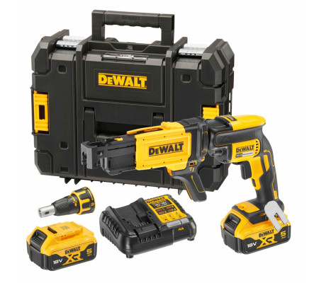 Аккумуляторный ленточный шуруповерт DEWALT DCF620P2K, 18 В, 30 Нм, 4400 об/мин, с 2 АКБ 5 Ач и ЗУ, в кейсе TSTAK (DCF620P2K-QW)