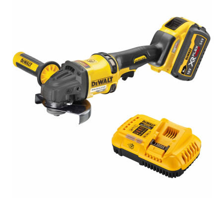 Аккумуляторная угловая шлифмашина DEWALT DCG418Y1, 54 В, 125 мм, 9000 об/мин, с АКБ 2 Ач и ЗУ