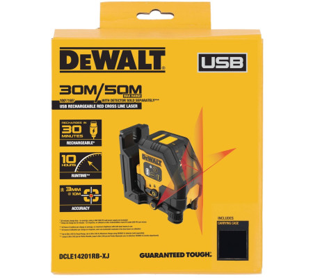 Аккумуляторный лазерный нивелир DEWALT DCLE14201RB, красный луч, 30 м, в чехле (DCLE14201RB-XJ)