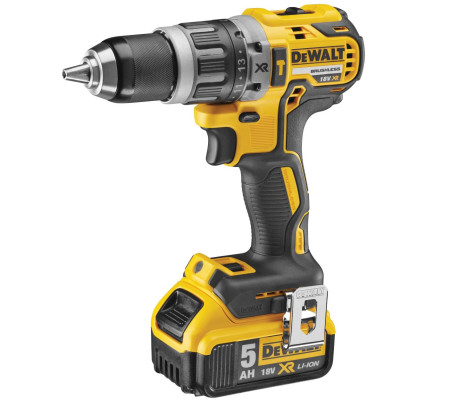 Аккумуляторный набор DEWALT DCK422P3, 18 В: дрель-шуруповерт DCD796 + шуруповерт DCF887 + УШМ DCG405 + перфоратор DCH273, с 3 АКБ 5 Ач и ЗУ, в 2 кейсах