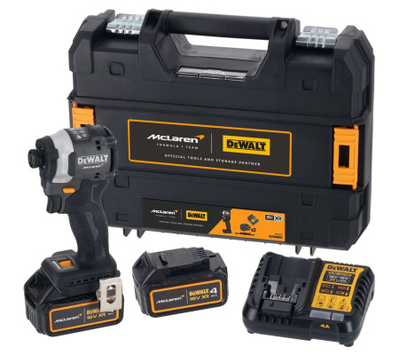Шуруповерт DEWALT McLaren Limited Edition DCF85MM2T, 18 В, 205 Нм, 3800 уд/мин, с 2 АКБ 4 Ач и ЗУ, в кейсе TSTAK (DCF85MM2T-QW)
