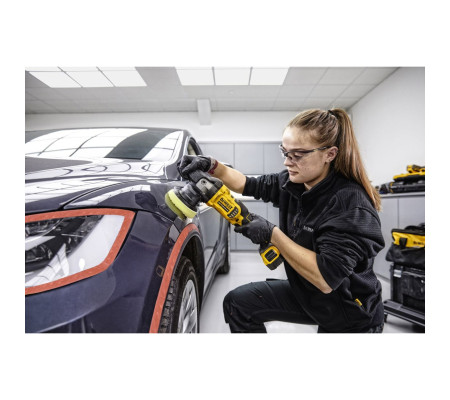 Аккумуляторная полировальная машина DEWALT DCM848P1, 18 В, 125 мм, 5500 кол/мин, с АКБ 5 Ач и ЗУ (DCM848P1N-XJ)