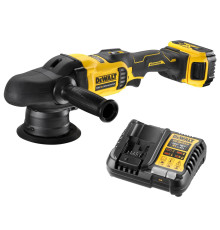 Аккумуляторная полировальная машина DEWALT DCM848P1, 18 В, 125 мм, 5500 кол/мин, с АКБ 5 Ач и ЗУ (DCM848P1N-XJ)