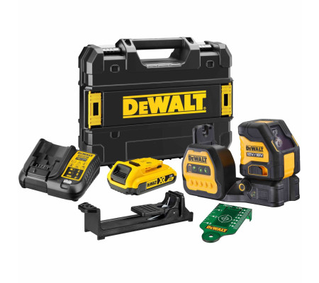 Аккумуляторный лазерный построитель плоскостей DEWALT DCE088D1G18, 12/18 В, зеленый луч, 30 м, с АКБ 2 Ач и ЗУ, в кейсе TSTAK