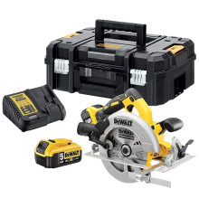 Аккумуляторная дисковая пила DEWALT DCS570P2, 18 В, 184 мм, 5500 об/мин, с 2 АКБ 5 Ач и ЗУ, в кейсе TSTAK (DCS570P2-QW)