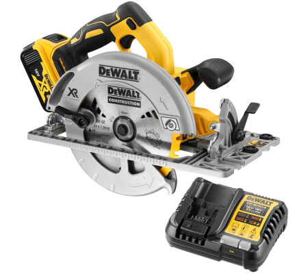 Аккумуляторная дисковая пила DEWALT DCS572P1, 18 В, 184 мм, 5500 об/мин, с АКБ 5 Ач и ЗУ (DCS572P1N-XJ)