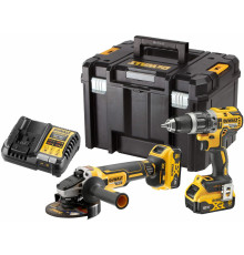 Аккумуляторный набор DEWALT DCK2080P2T, 18 В: дрель-шуруповерт DCD796 + УШМ DCG405, с 2 АКБ 5 Ач и ЗУ, в кейсе TSTAK
