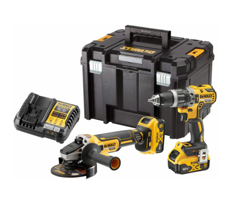 Аккумуляторный набор DEWALT DCK2080P2T, 18 В: дрель-шуруповерт DCD796 + УШМ DCG405, с 2 АКБ 5 Ач и ЗУ, в кейсе TSTAK