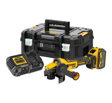 Аккумуляторная угловая шлифмашина DEWALT DCG409T1, 18/54 В, 125 мм, 9000 об/мин, с АКБ 6 Ач и ЗУ, в кейсе TSTAK (DCG409T1-QW)