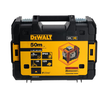 Аккумуляторный лазерный нивелир DEWALT DCE089D1R, 12 В, красный луч, 20 м, с АКБ 2 Ач и ЗУ, в кейсе TSTAK (DCE089D1R-QW)
