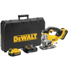 Аккумуляторный лобзик DEWALT DCS331M2, 18 В, 3000 ход/мин, 26 мм, с 2 АКБ 4 Ач и ЗУ, в кейсе (DCS331M2-QW)