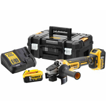 Аккумуляторная угловая шлифмашина DEWALT DCG405P2, 18 В, 125 мм, 9000 об/мин, с 2 АКБ 5 Ач и ЗУ, в кейсе TSTAK (DCG405P2-QW)