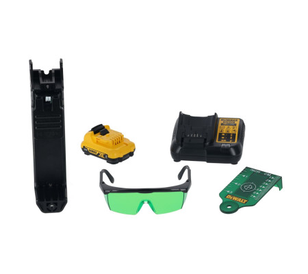 Аккумуляторный лазерный нивелир DEWALT DCE0811D1G, 12 В, зеленый луч, 35 м, с АКБ 2 Ач и ЗУ, в кейсе TSTAK (DCE0811D1G-QW)