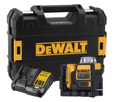 Аккумуляторный лазерный нивелир DEWALT DCE0811D1G, 12 В, зеленый луч, 35 м, с АКБ 2 Ач и ЗУ, в кейсе TSTAK (DCE0811D1G-QW)